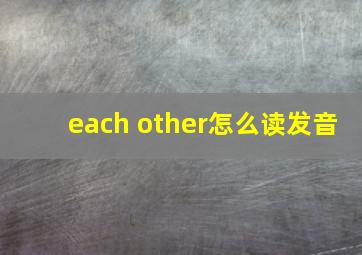 each other怎么读发音